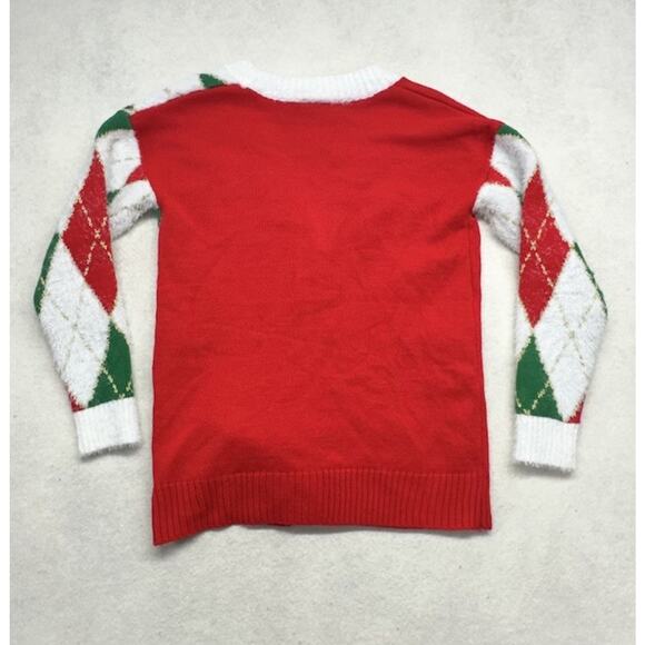 Ugly Christmas Sweater Cardigan Womens M Gnomes Button Down Red Green Button - Picture 8 of 8